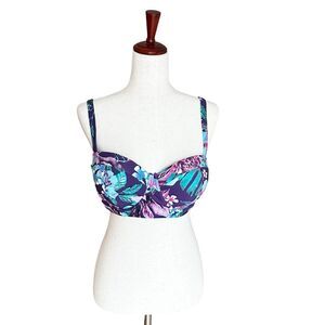 Swimsuits for All Floral Bikini Top Adj Straps Double Hook Size 14